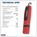 Sealey LED360R Rechargeable 360� Inspection Light 8W & 3W SMD LED - Red