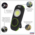 Sealey LED50WSDB Rechargeable Torch with Wireless Speaker 10W COB LED - Display Box of 10