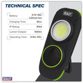 Sealey LED50WSDB Rechargeable Torch with Wireless Speaker 10W COB LED - Display Box of 10