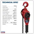 Sealey LH750 Lever Hoist Steel 750kg