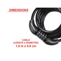 MLK8221E Master Lock Self Coiling Combination Cable 1.8m x 8mm