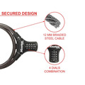 MLK8229E Master Lock Black Steel Rigid Combination Cable 0.9m x 12mm