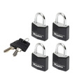 MLK9120QBLK Master Lock Aluminium Black Vinyl Cover 20mm Padlock 3-Pin - Keyed Alike x 4