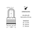 Excell™ Laminated Steel 64mm Padlock 5-Pin - 38mm Shackle
