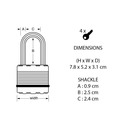 MLKM5 Master Lock Excell™ Laminated Steel 50mm Padlock 4-Pin - 25mm Shackle