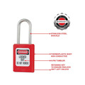 MLKS31RED Master Lock Lockout Padlock - 35mm Body & 4.76mm Stainless Steel Shackle