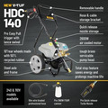 V-TUF HDC140 - 110v Professional Cold Electric Site Pressure Washer with cage frame - 1750psi, 100Bar, 8L/min