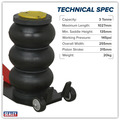 Sealey PAFJ3 Premier Air Operated Long Handle Fast 3-Stage Jack 3 Tonne