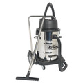 Industrial Vacuum Cleaner Wet & Dry Stainless Steel Drum with Swivel Emptying 77L 2400W