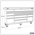 Sealey PTB183015 Premier™ Heavy-Duty Extra-Wide Rollcab 15 Drawer 1845mm - Black