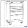 Sealey PTB67506 Premier™ Heavy-Duty Rollcab 6 Drawer 675mm - Black