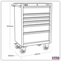 Sealey PTB67506SS Premier™ Heavy-Duty Rollcab 6 Drawer 675mm - Stainless Steel