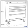 Sealey PTB93006 Premier™ Heavy-Duty Rollcab 930mm 6 Drawer - Black