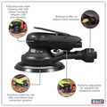 Sealey SA801 Air Palm Orbital Sander Ø150mm Dust-Free