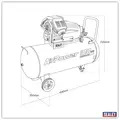 Sealey SAC10030VA 100L V-Twin Direct Drive Air Compressor 3hp