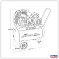 Sealey SAC1503B 50L Belt Drive Air Compressor with Cast Cylinders & Wheels 3.5hp
