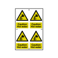 Scan SCA1309 Caution Hot Water - 4 PVC Signs 100 x 100mm