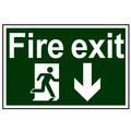 Scan SCA1503 Fire Exit Running Man Arrow Down - PVC Sign 300 x 200mm