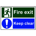 Scan SCA1540 Fire Exit Keep Clear - PVC Sign 300 x 200mm