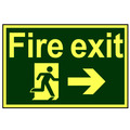 Scan SCA1581 Fire Exit Running Man Arrow Right - Photoluminescent 300 x 200mm