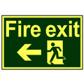 Scan SCA1583 Fire Exit Running Man Arrow Left - Photoluminescent 300 x 200mm