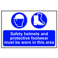Scan SCA4001 Safety Helmets & Footwear To Be Worn - PVC Sign 600 x 400mm
