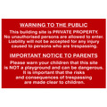 Scan SCA4251 Building Site Warning to Public & Parents - PVC Sign 600 x 400mm