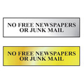 Scan SCA6023C No Free Newspapers Or Junk Mail - Polished Chrome Effect 200 x 50mm