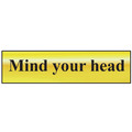 Scan SCA6030 Mind Your Head - Polished Brass Effect 200 x 50mm