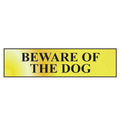 Scan SCA6050 Beware Of The Dog - Polished Brass Effect 200 x 50mm