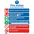 Sealey SS19P10 Worksafe&reg; Fire Action With Lift Safety Sign, Rigid Plastic - Pack of 10