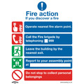 Sealey SS20V10 Worksafe&reg; Fire Action Without Lift Safety Sign, Self-Adhesive Vinyl - Pack of 10