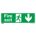 Sealey SS22P10 Worksafe&reg; Fire Exit (Down) Safety Sign, Rigid Plastic - Pack of 10