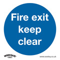 Sealey SS2V10 Worksafe&reg; Fire Exit Keep Clear Safety Sign, Self-Adhesive Vinyl - Pack of 10