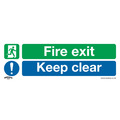 Sealey SS32P10 Worksafe&reg; Fire Exit Keep Clear (Large) Safety Sign, Rigid Plastic - Pack of 10