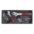Sealey TBT04 Premier Locking Pliers & Adjustable Wrench Set with Tool Tray 4pc
