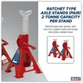 Sealey VS2002 Ratchet Type Axle Stands (Pair) 2 Tonne Capacity per Stand
