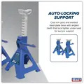 Sealey VS2002BL Ratchet Type Axle Stands (Pair) 2 Tonne Capacity per Stand - Blue