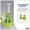 Sealey VS2002HV Ratchet Type Axle Stands (Pair) 2 Tonne Capacity per Stand - Hi-Vis Green