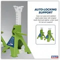 Sealey VS2003HV Ratchet Type Axle Stands (Pair) 3 Tonne Capacity per Stand - Hi-Vis Green