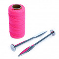 RAGNI R402-6LPNL PAIR OF SOLID FORGE LINE PINS & 76m HI VIS NYLON BRAIDED BRICK LINE