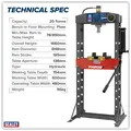 Sealey YK209F Premier Heavy-Duty Floor Type Hydraulic Press 20 Tonne